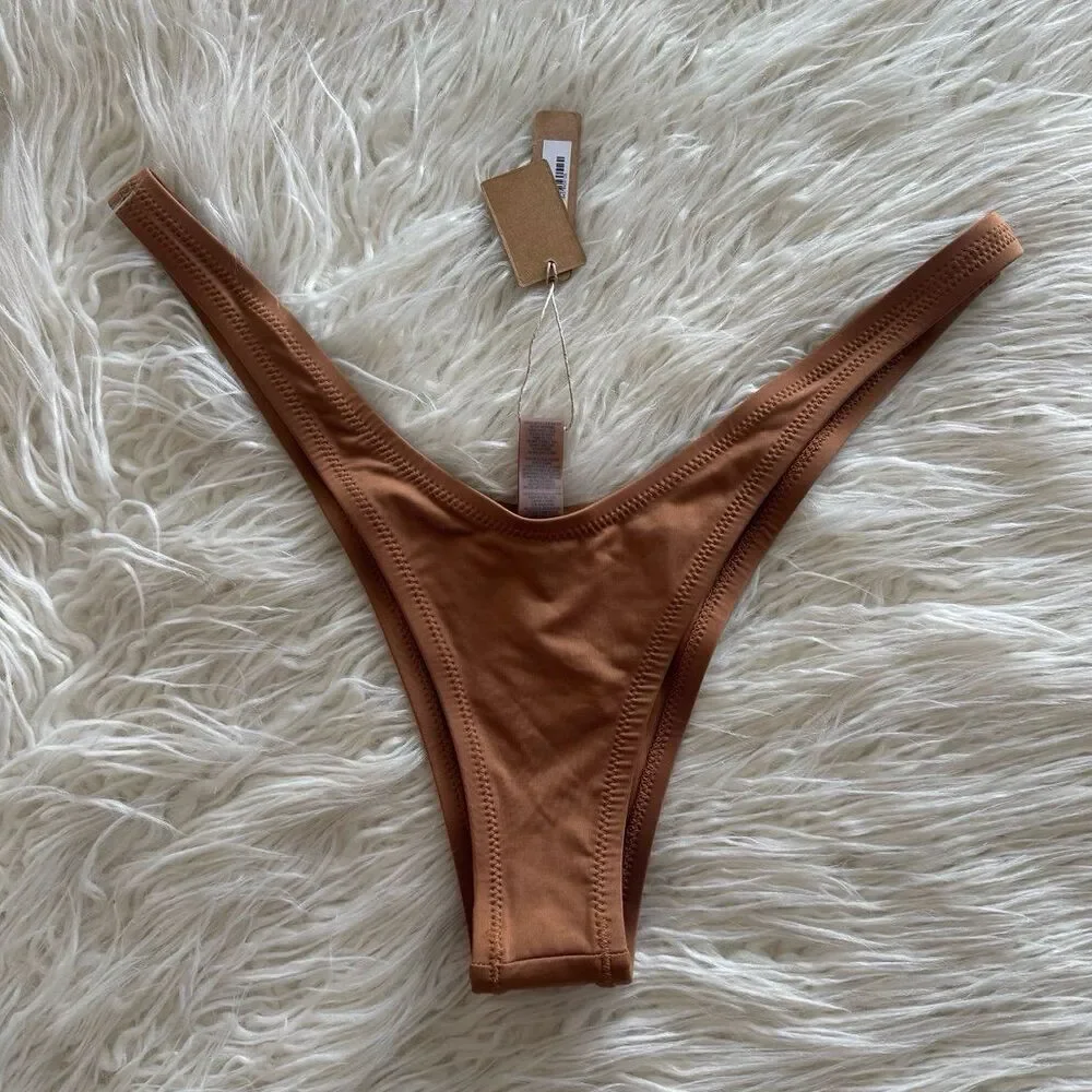 Skims Swim Micro Tanga Bikini Bottom Almond Size XL